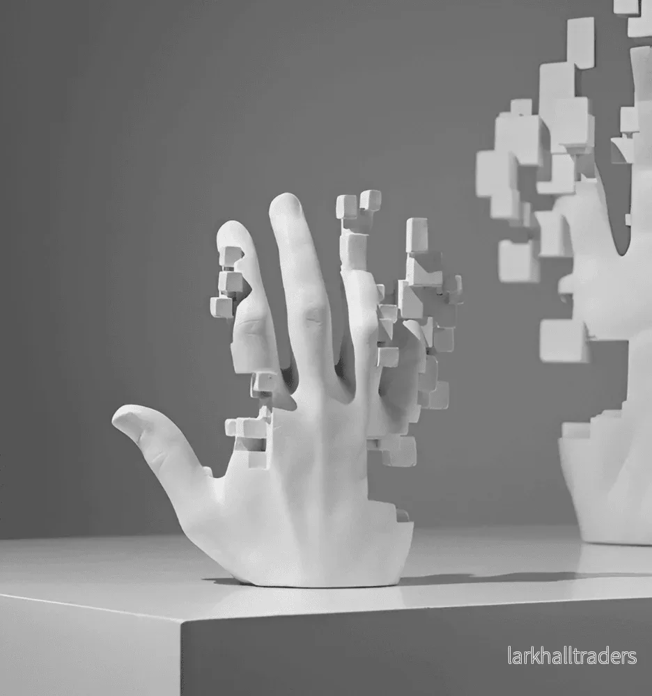 PixelPalm – Abstrakt Mosaik Handfigur i Resin - Bild 2