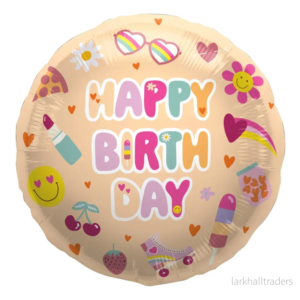 Folieballong, happy birthday boho girlz 45 cm Folieballong, happy birthday boho girlz 45 cm