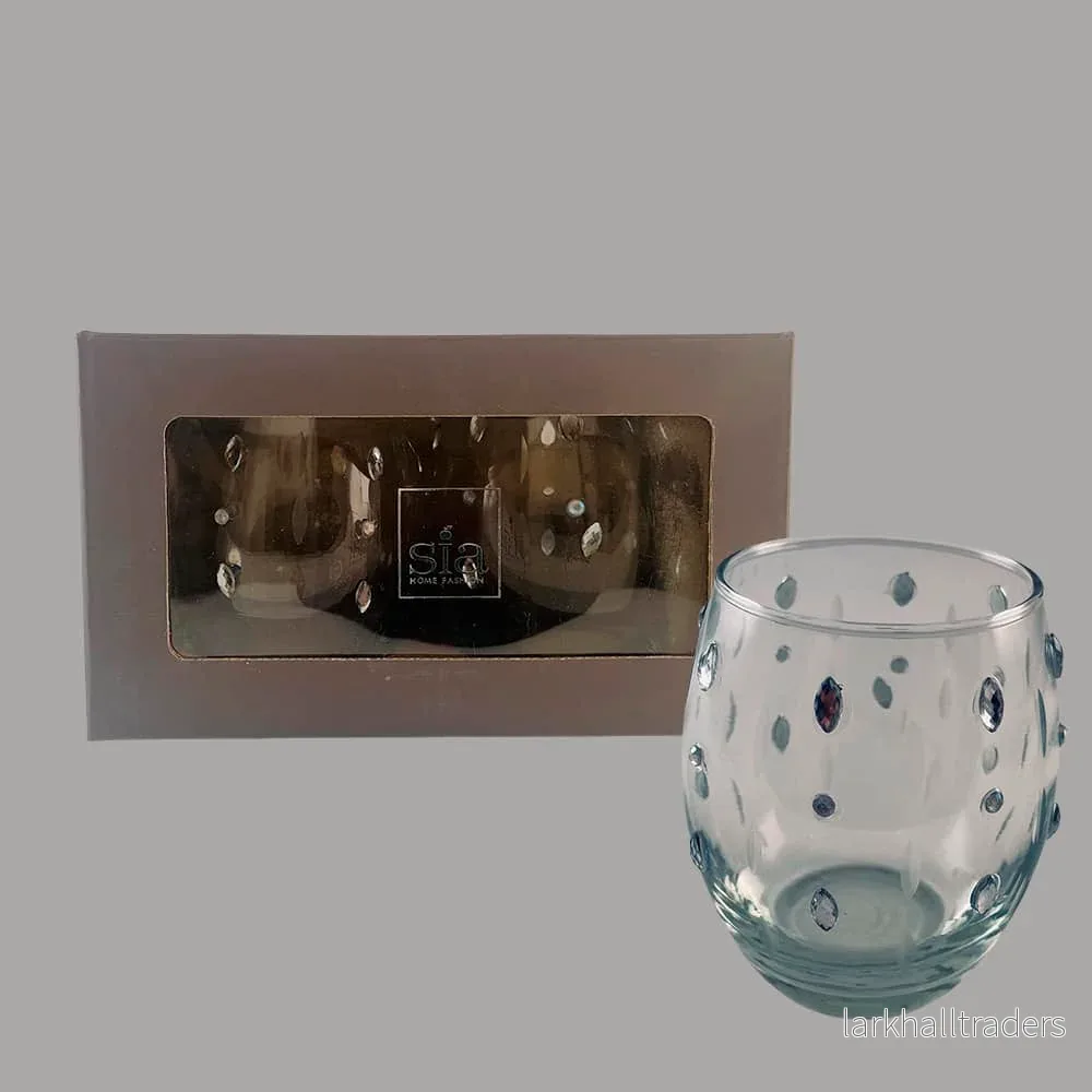 Värmeljus - glas med små diamanter (2 st.) från SIA Home Fashion - Bild 2