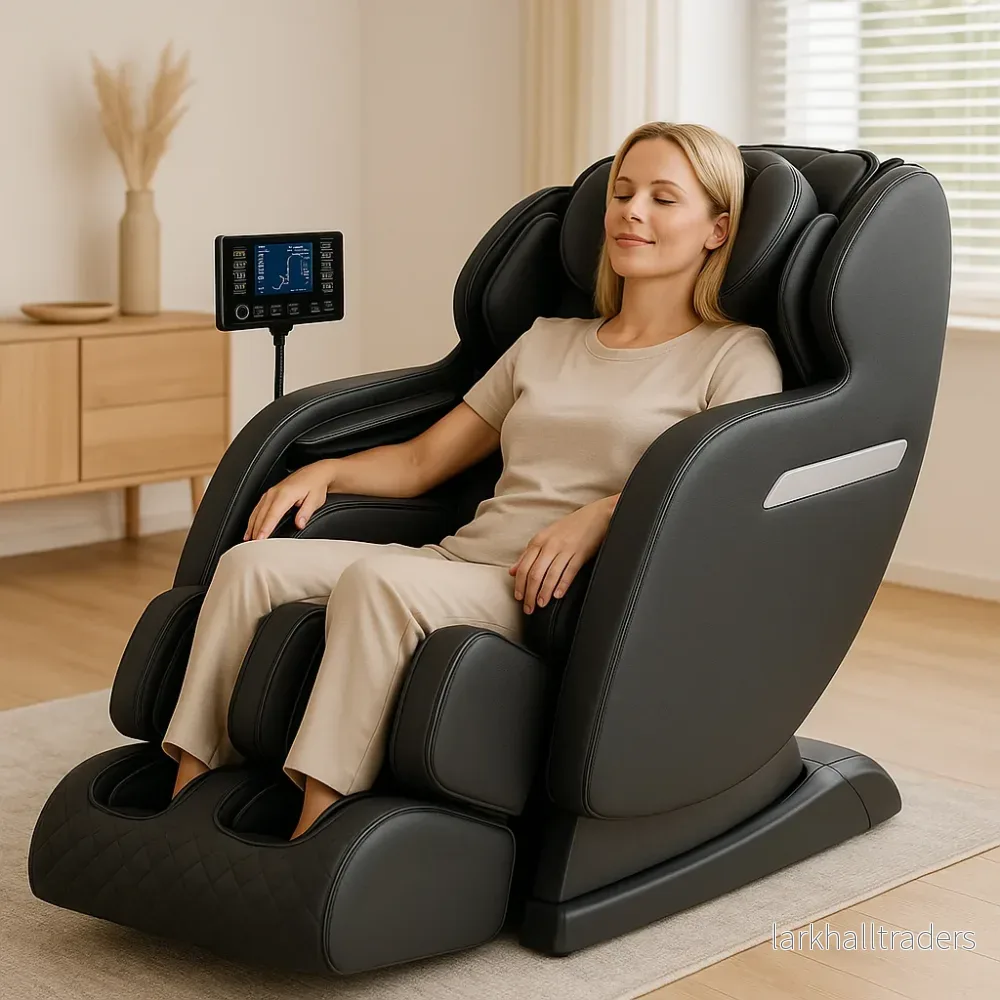 Massagestol 4D med SL-teknologi, lufttrycksmassage, värmeterapi och stor pekskärm – Modell A6 Svart - Bild 2