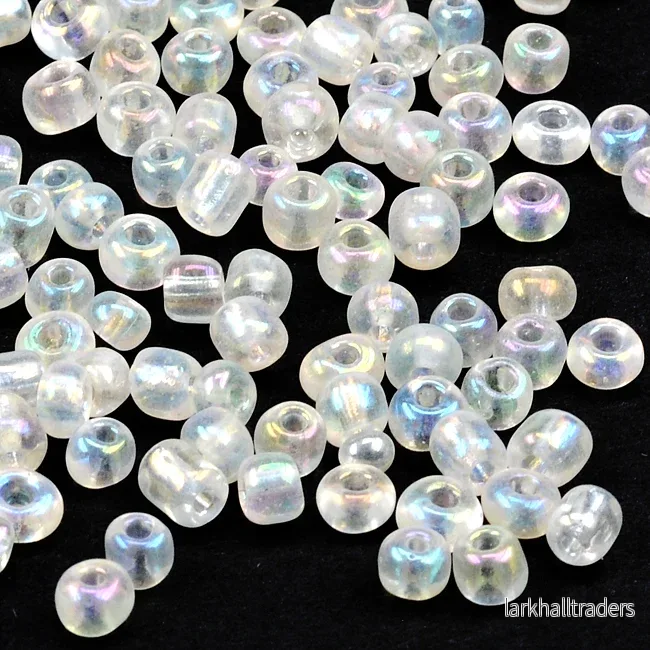 Seed Beads, 4mm, transparent-rainbow klar, 30g Seed Beads, 4mm, transparent-rainbow klar, 30g