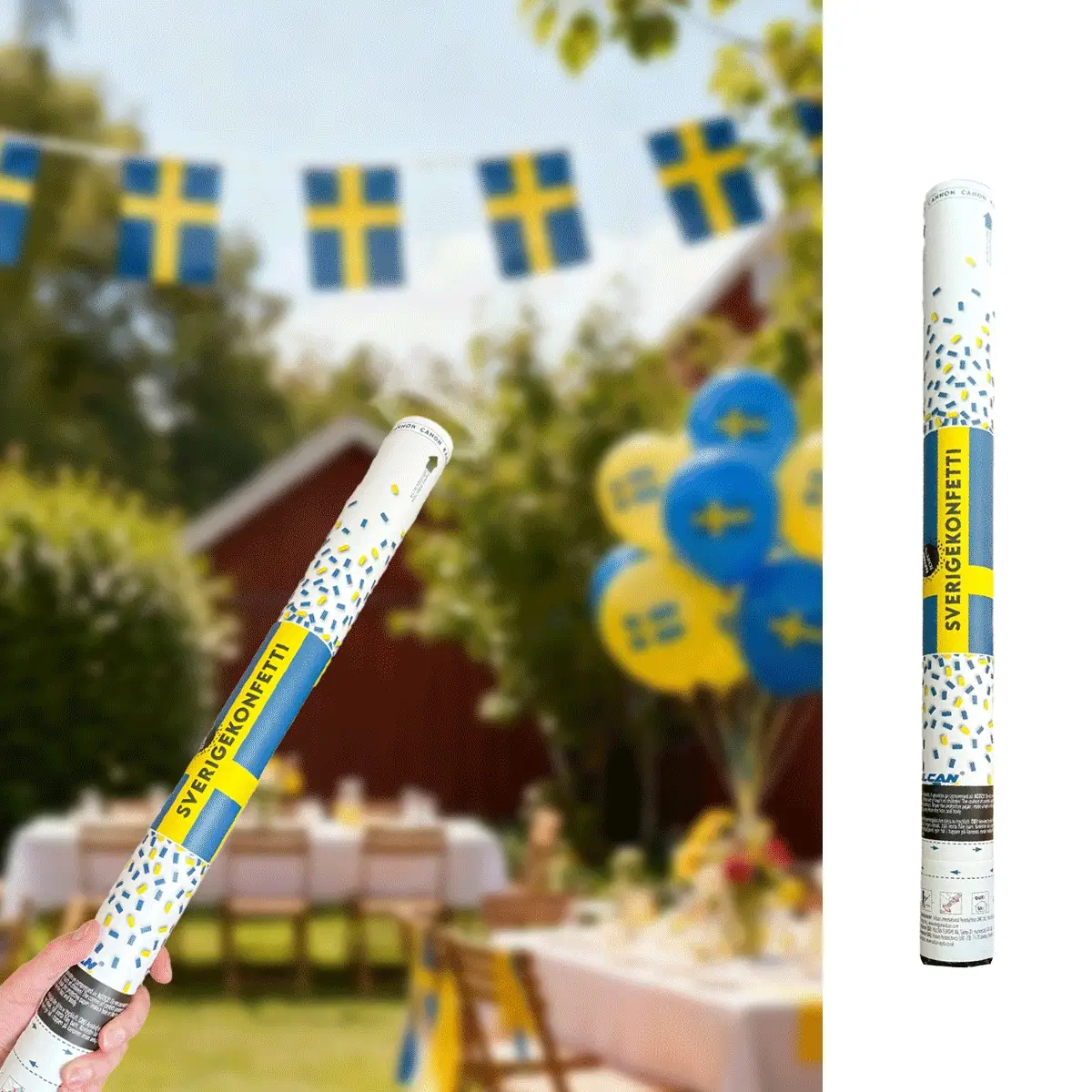 Konfettibomb, blå/gul 60 cm Konfettibomb, blå/gul 60 cm