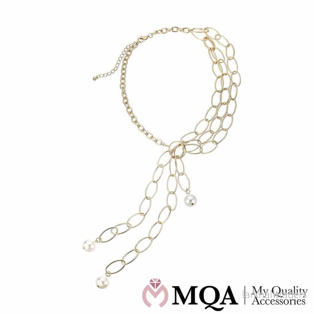 Halsband guldfärgat, 3 stora pärlor på varje kedja, justerbart Halsband guldfärgat, 3 stora pärlor på varje kedja, justerbart