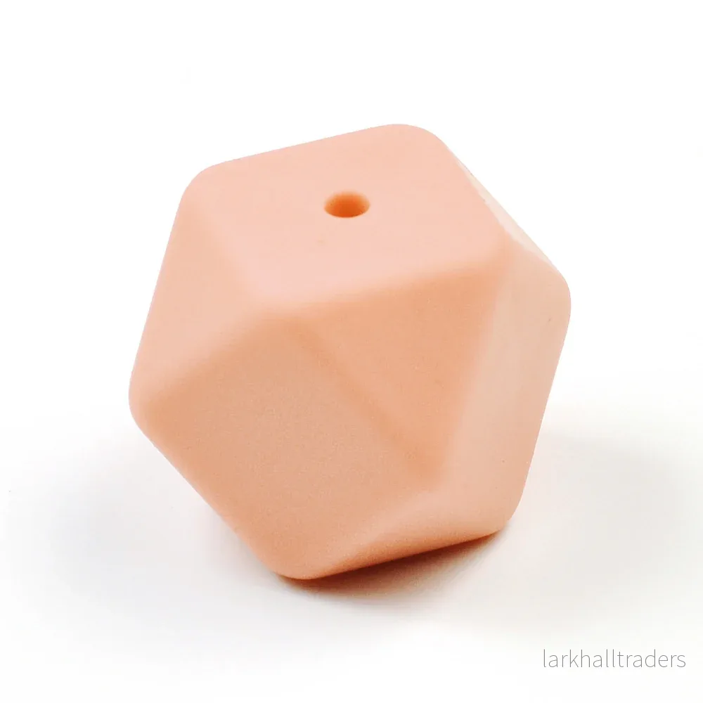 Kantig silikonpärla, dusty pink, 18mm Kantig silikonpärla, dusty pink, 18mm