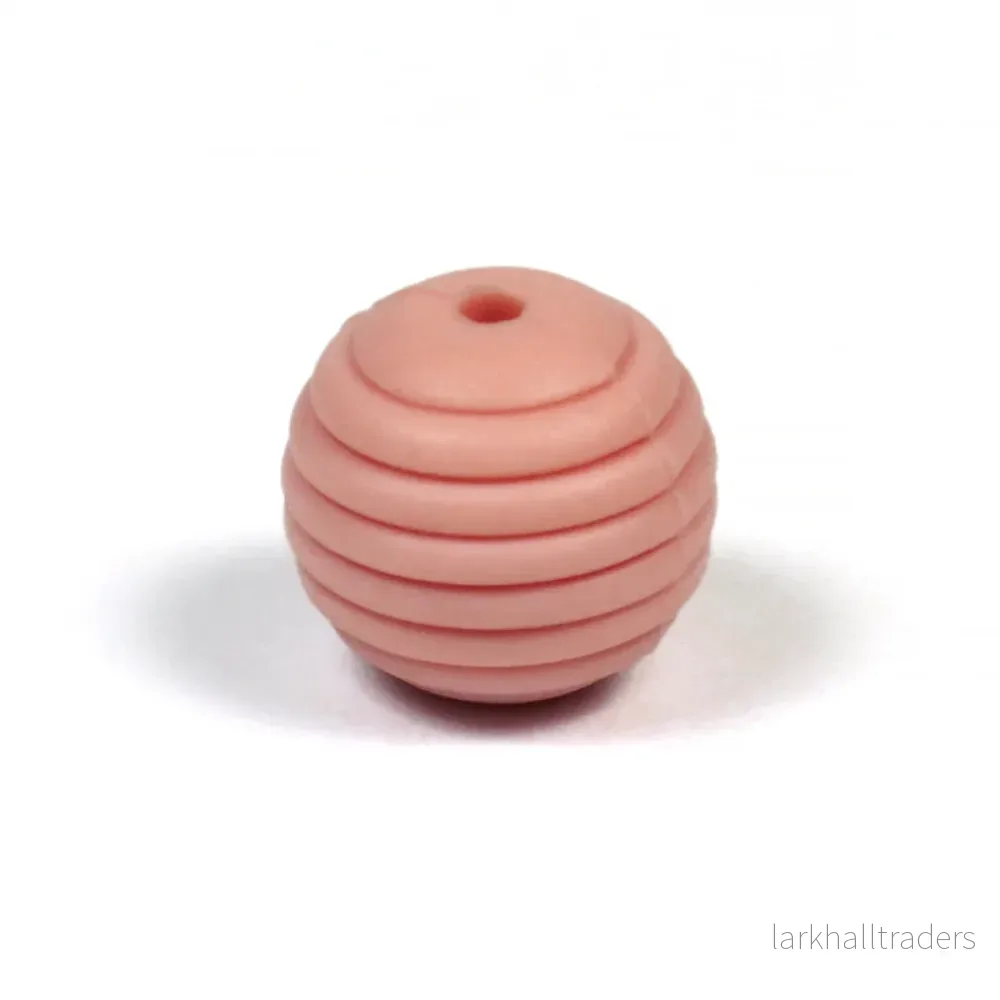 Räfflad silikonpärla, rose dawn, 15mm Räfflad silikonpärla, rose dawn, 15mm
