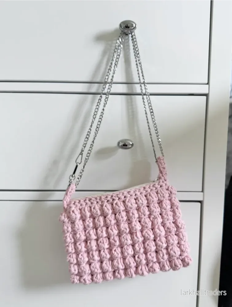 Virkad Bubbliga Necessär, Rosa - Platt Mellan storlek