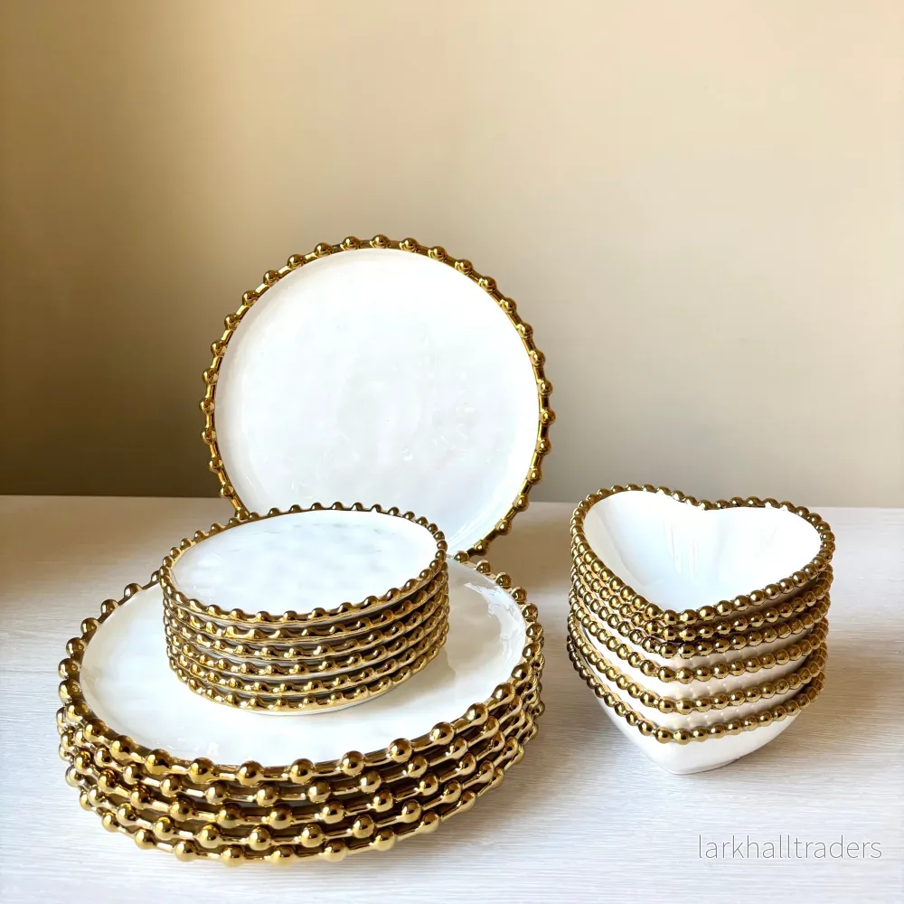 Bubbly Tallriksset - 18 Delar Med Elegant Guldkant - Bild 2