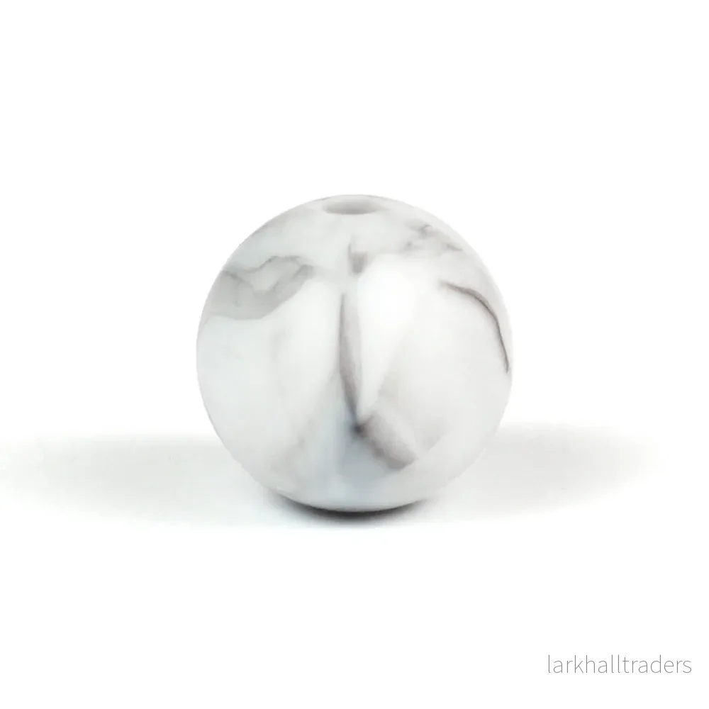 Silikonpärlor, marmor, 15mm