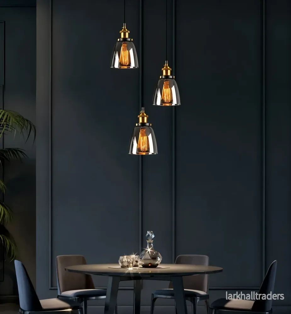 Smokura – Vintage Taklampa i Rökt Glas med Industriell Elegans - Bild 3