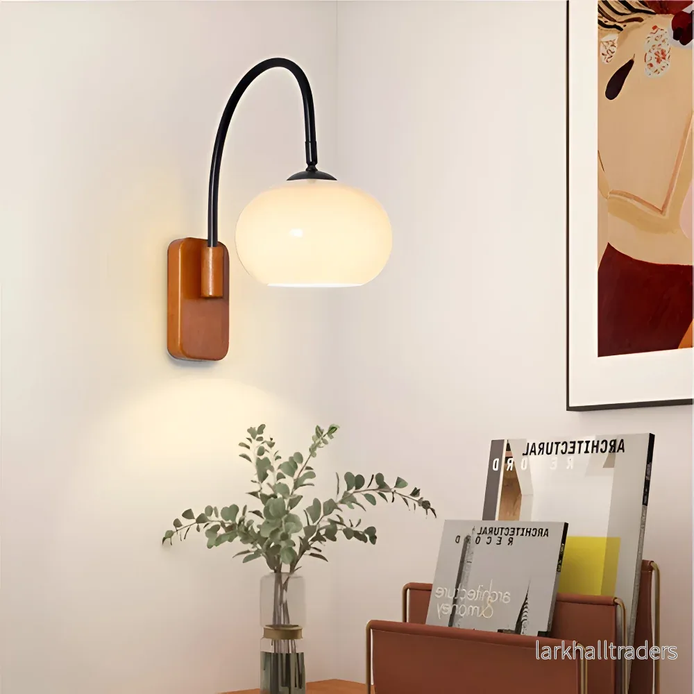 Solara – Vägglampa i Persimonfärgat Glas med Bauhausdesign för Sovrum - Bild 2