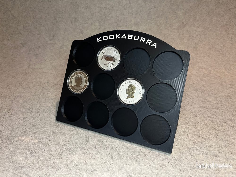 Displayställ för 12 st 1 oz Australian Kookaburra-silvermynt Displayställ för 12 st 1 oz Australian Kookaburra-silvermynt