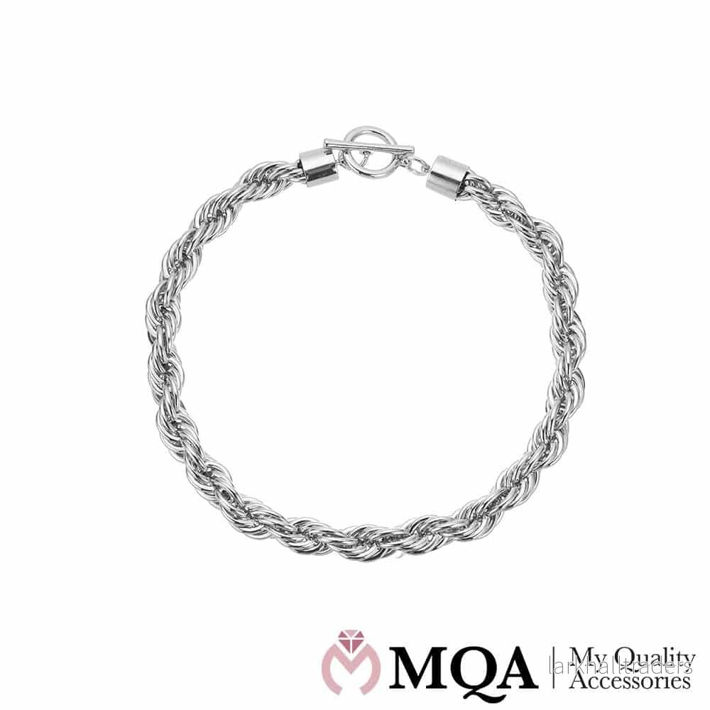 Halsband, silvrig, bred repkedja, växlingslås