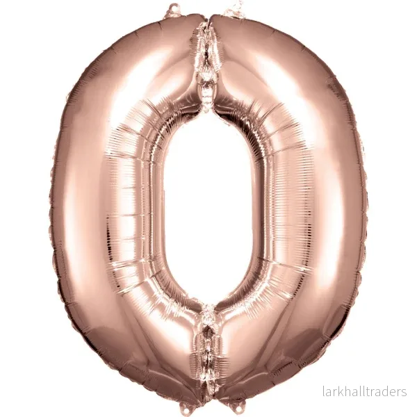 Folieballong, siffra 0 rose 86 cm
