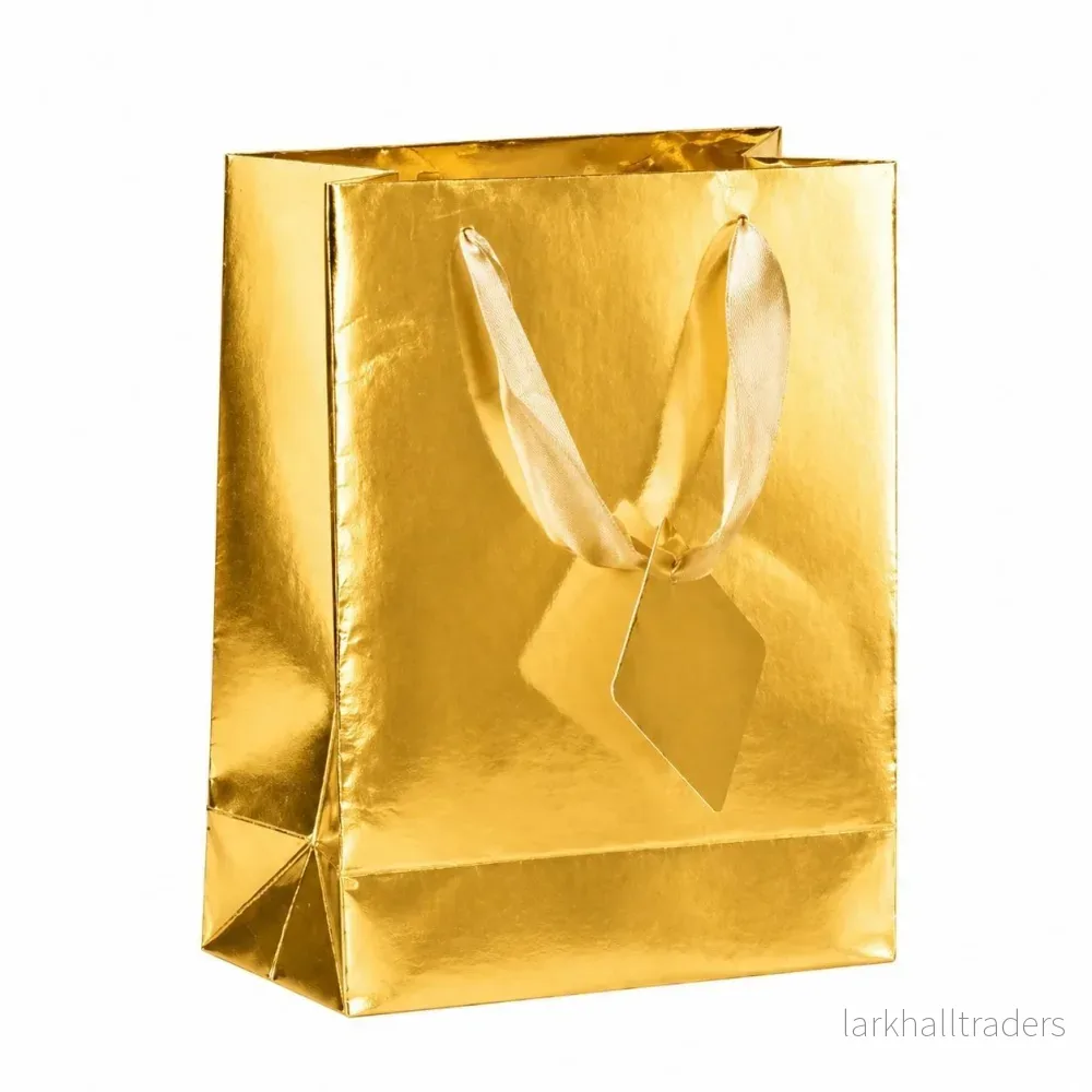 Presentpåse, guld 23×17,5 cm Presentpåse, guld 23×17,5 cm