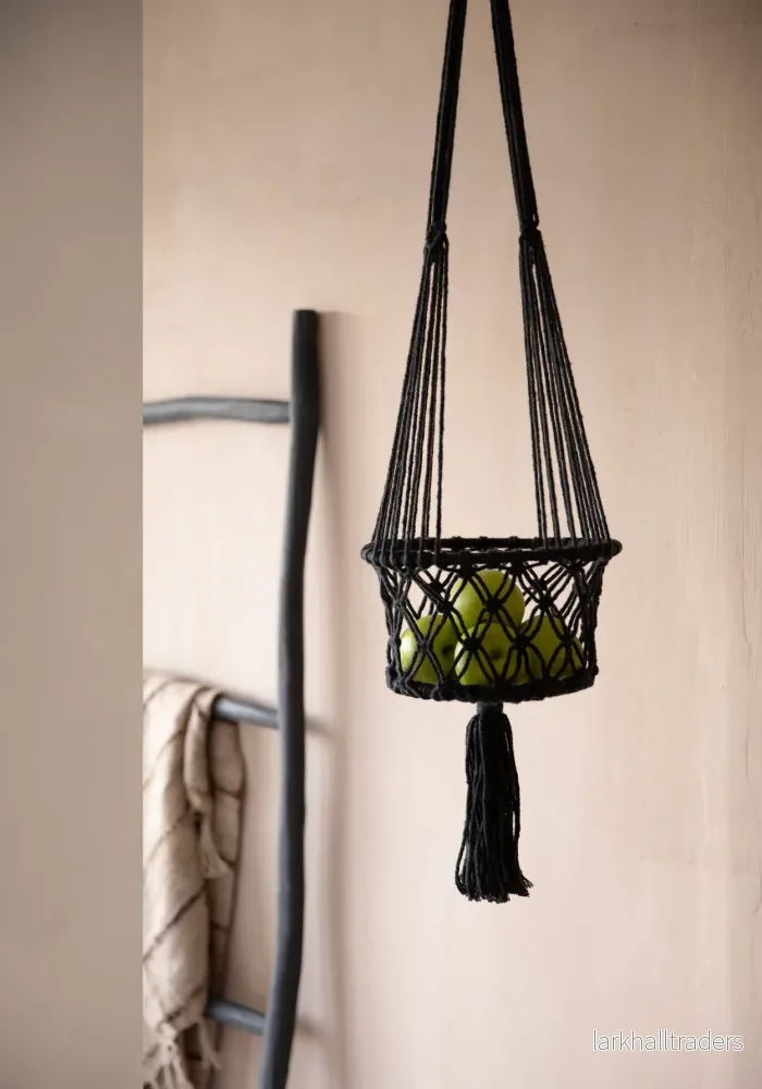 Macrame Växthållare - Svart - L - Bild 2
