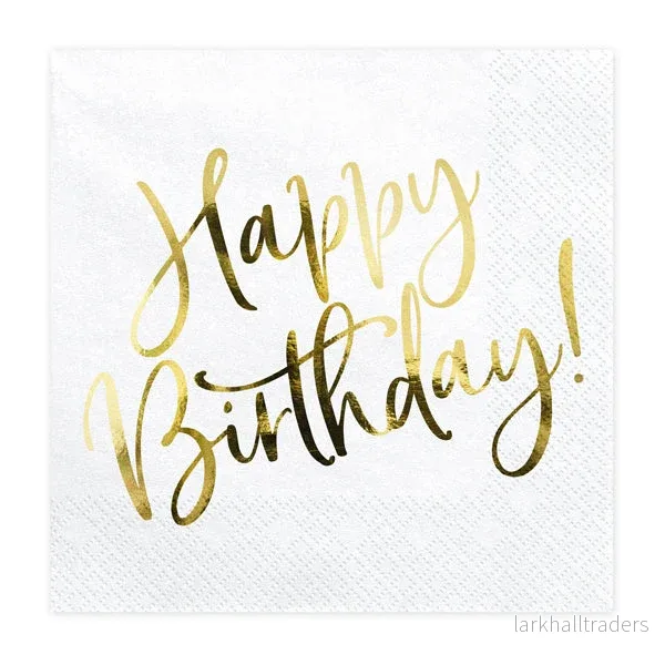 Servetter, happy birthday guld 20 st Servetter, happy birthday guld 20 st