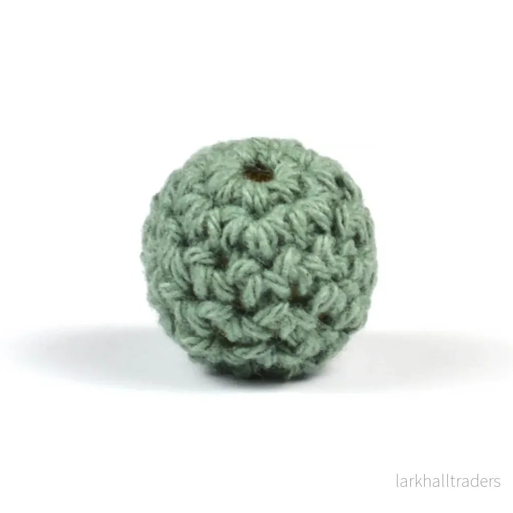 Virkad pärla, dusty green, 16mm
