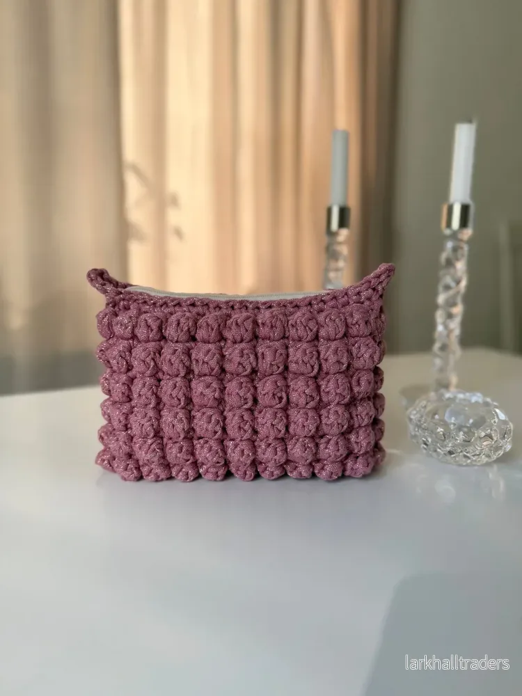 Virkad Bubbliga Väska - glitter mauve - Bild 3