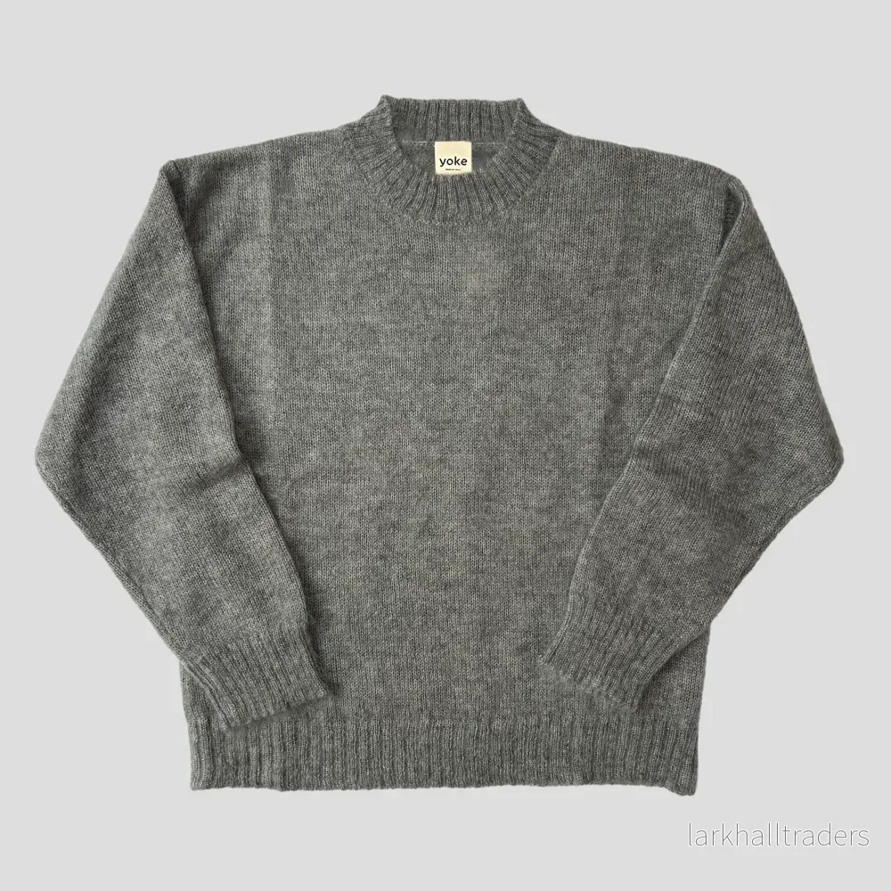 Grå Borstat Mohair & Siden Tröja