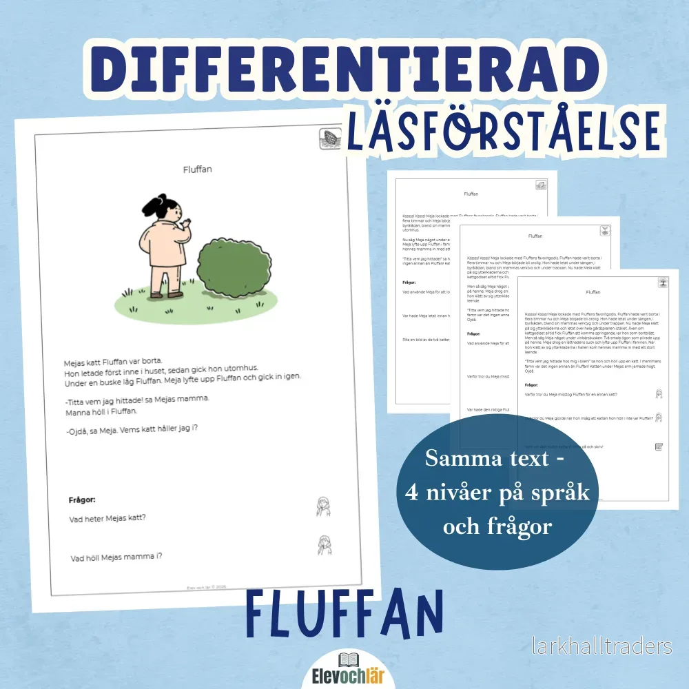 Differentierad läsförståelse – ”Fluffan”, samma berättelse i fyra olika nivåer Differentierad läsförståelse – ”Fluffan”, samma berättelse i fyra olika nivåer