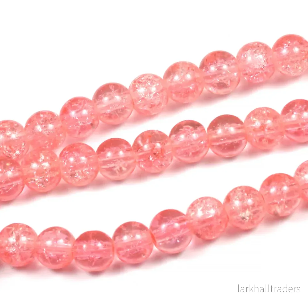 Krackelerade glaspärlor, rosa, 6mm Krackelerade glaspärlor, rosa, 6mm