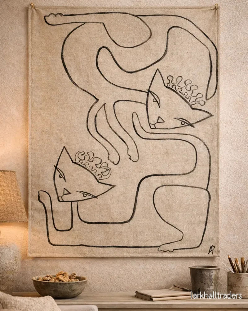 Royal Cats - Original textil väggstycke