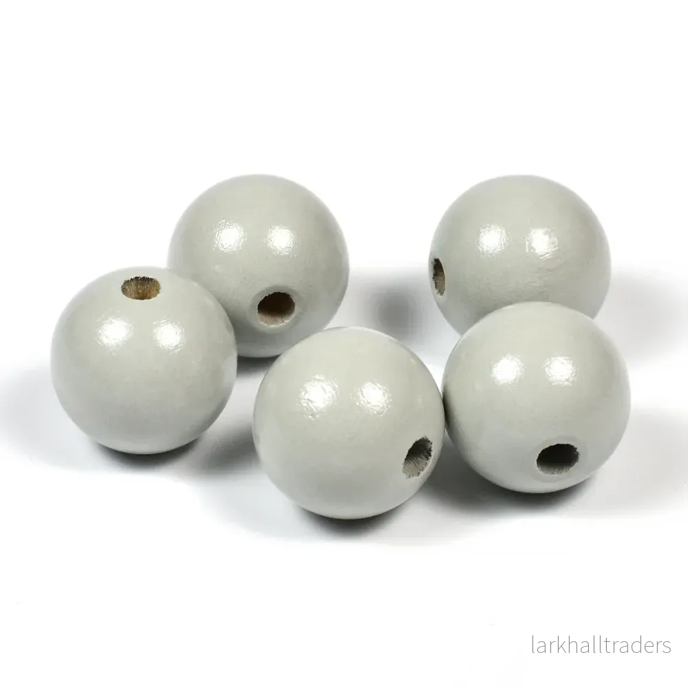 Träpärlor, 20mm, ljusgrå, 10st Träpärlor, 20mm, ljusgrå, 10st