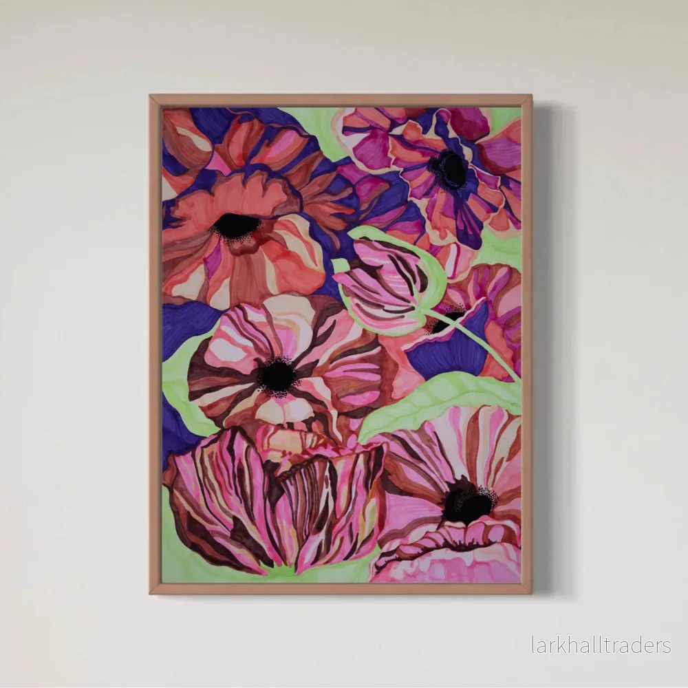 Vallmoblommor Rosa Print