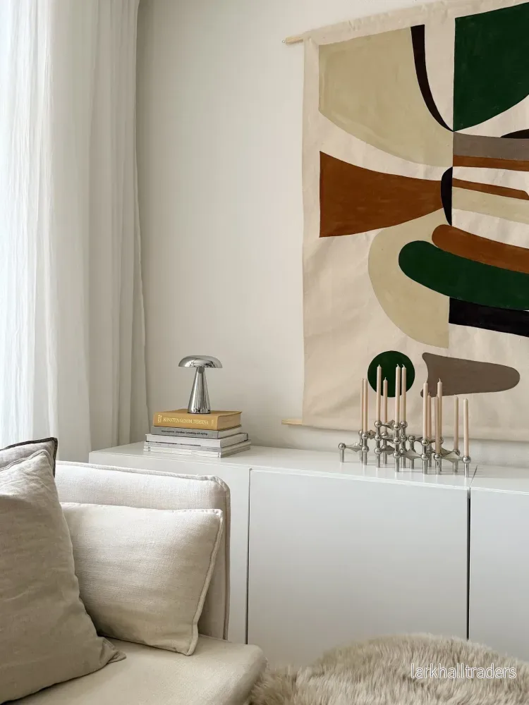 Textilkonst originalverk - Basic shapes moss green - Stor. - Bild 2