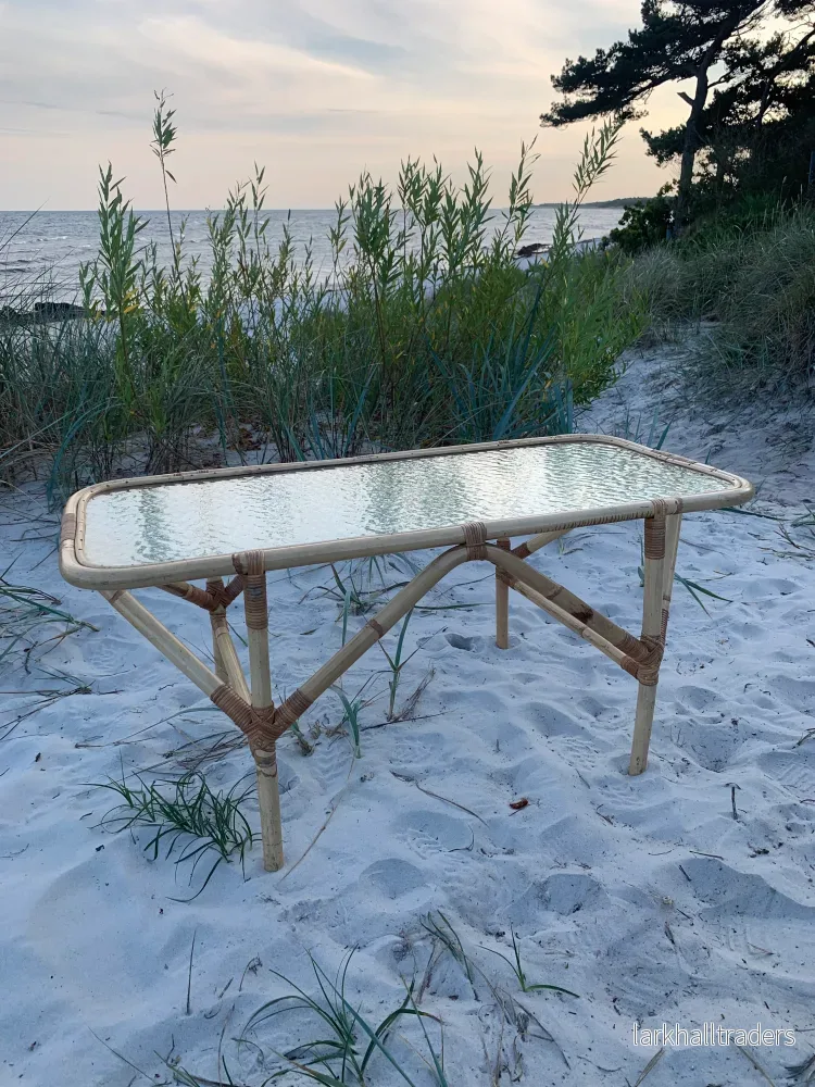 Bambusbord med glasplade