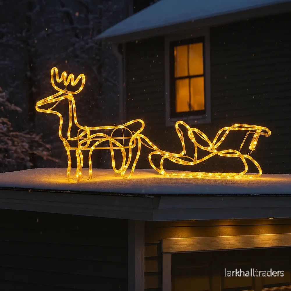 Ren och släde - 120 cm med LED-ljus - - Bild 2