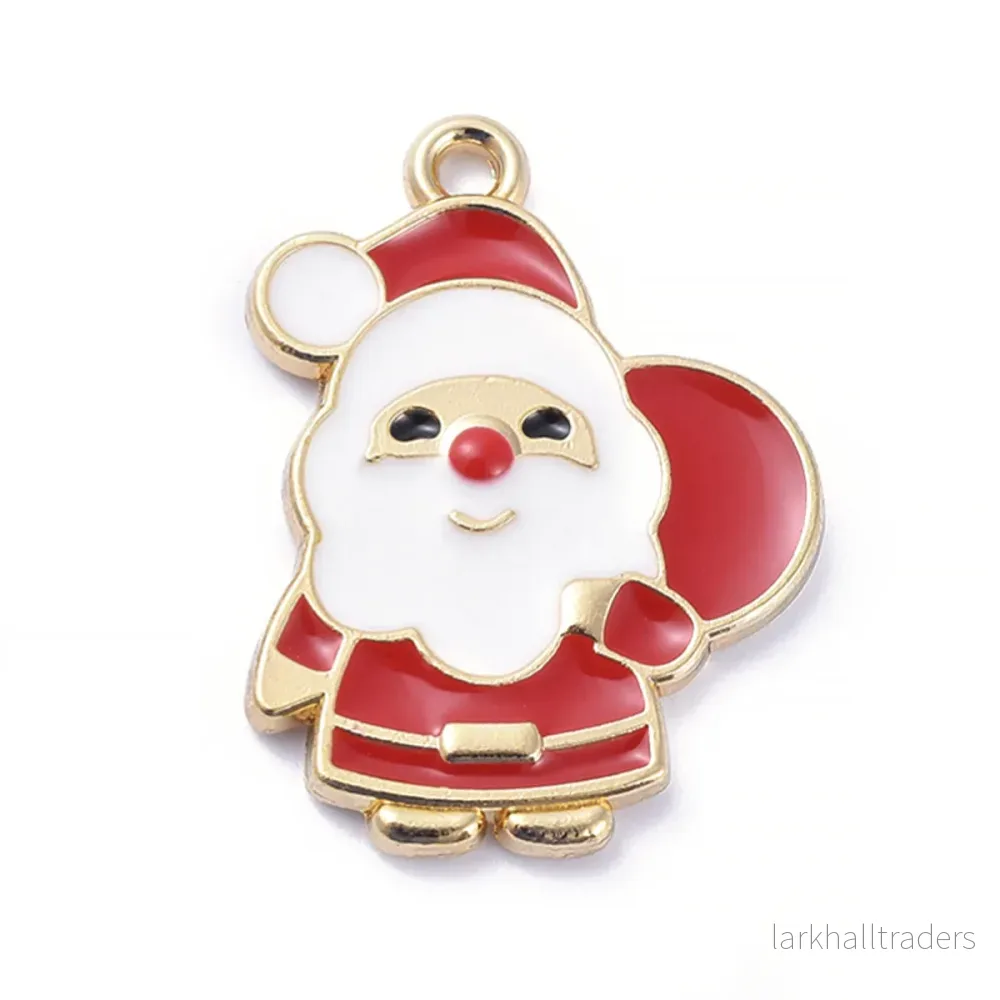 Berlock med emalj, jultomte, 16x20mm, 2st Berlock med emalj, jultomte, 16x20mm, 2st