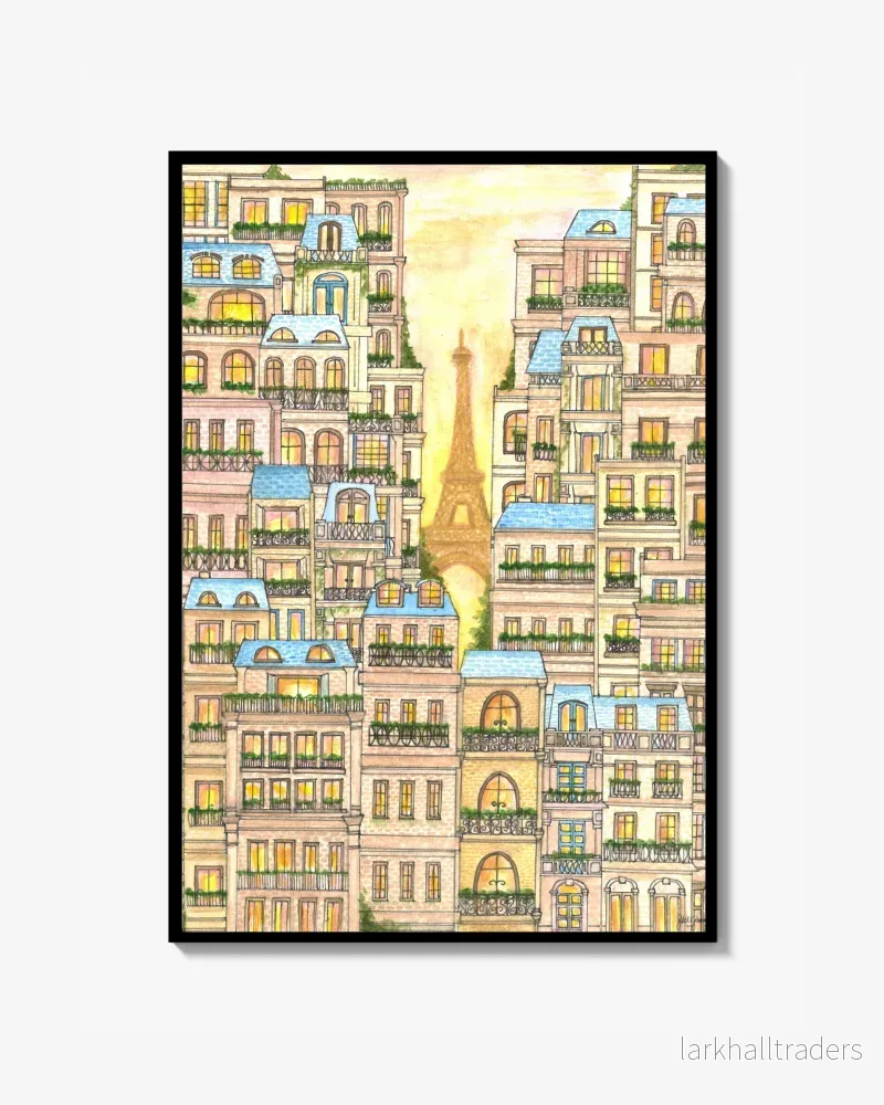 Beige Buildings, Blue Roofs Poster