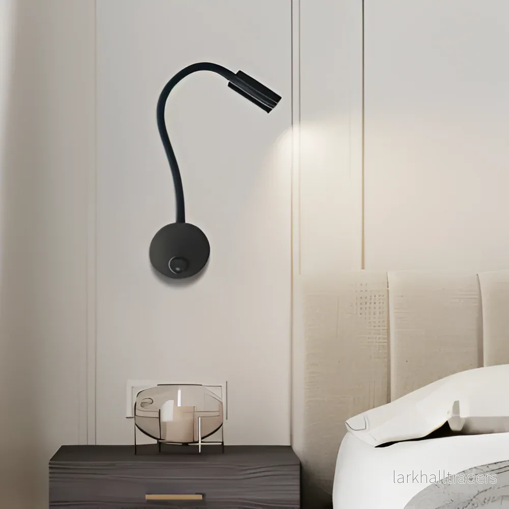 FlexaLite – Justerbar Svart LED Vägglampa med Svanhals för Nattbelysning - Bild 2