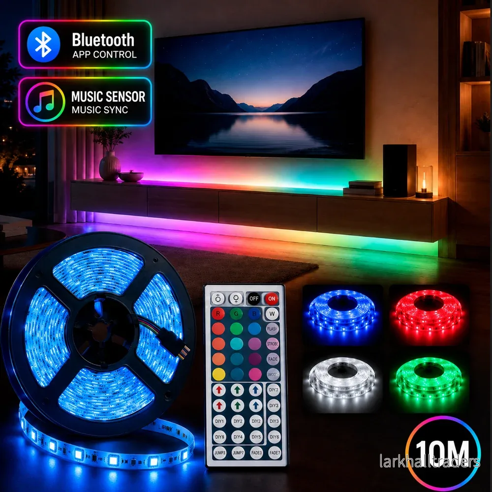 LED-ljuskedja 10 meter m/Bluetooth, musiksensor & fjärrkontroll LED-ljuskedja 10 meter m/Bluetooth, musiksensor & fjärrkontroll