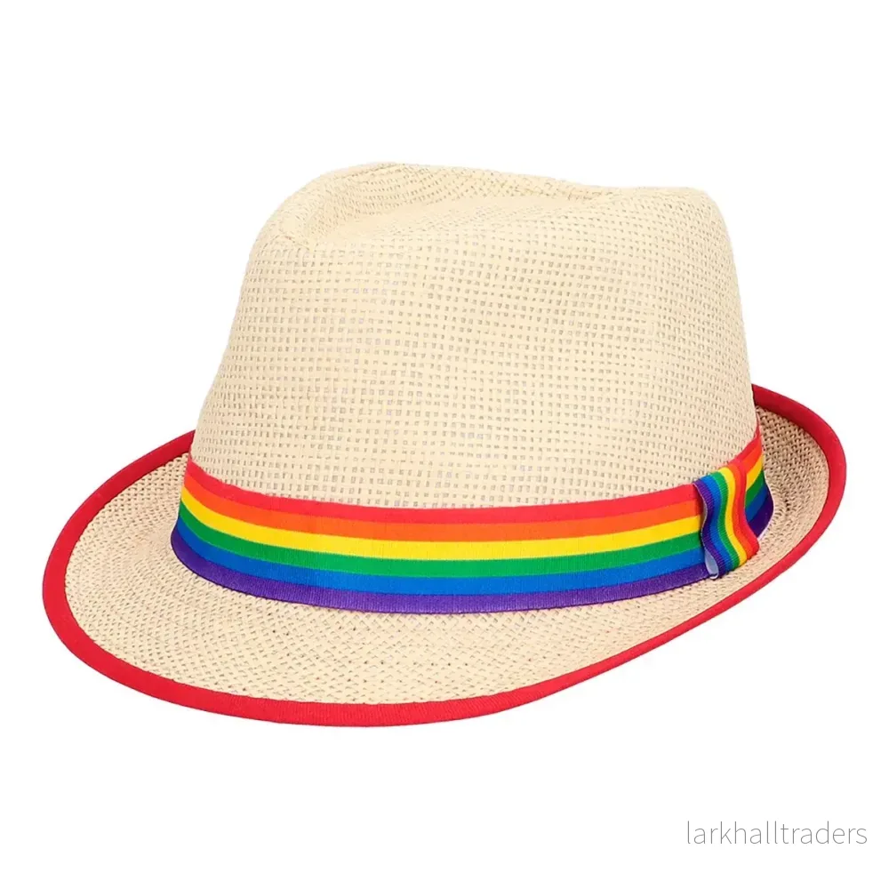 Hatt, fedora regnbåge strå Hatt, fedora regnbåge strå