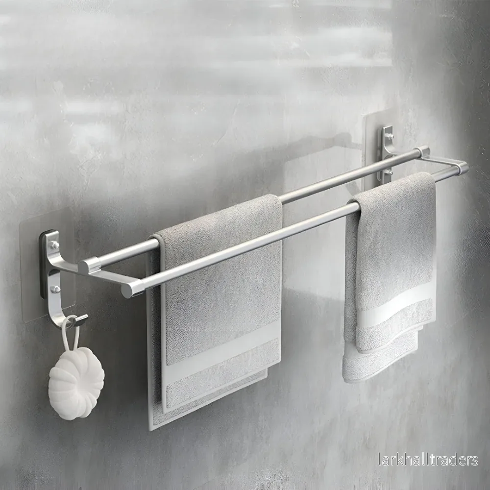 AeroTwin – Dubbel Handdukshållare i Rostfri Aluminium med Krokar (40/50 cm) AeroTwin – Dubbel Handdukshållare i Rostfri Aluminium med Krokar (40/50 cm)
