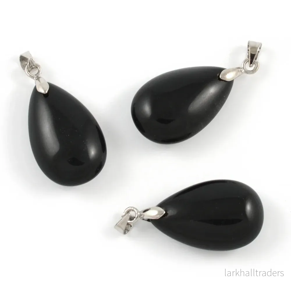 Hänge, droppe av svart obsidian, 24mm, 1st Hänge, droppe av svart obsidian, 24mm, 1st