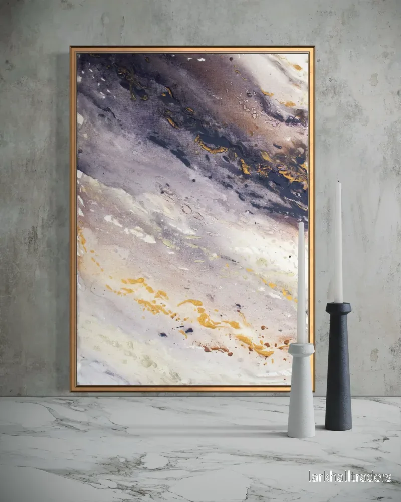 Marble Wave Piece 1 Fine Art Print Abstrakt Havsvåg Blå Guld - Marble Wave Piece 1 | Museumskvalitet - Bild 3