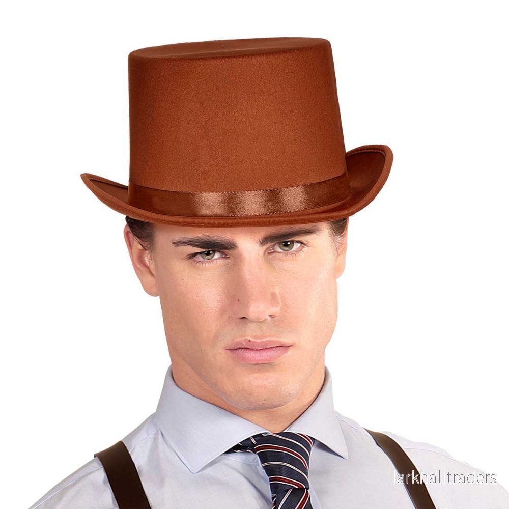 Hög hatt, satin brun - Bild 2