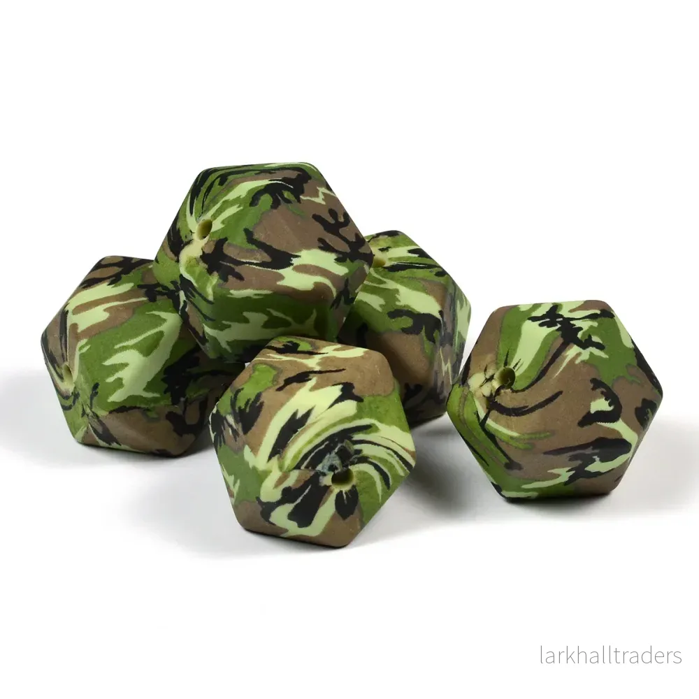 Kantig silikonpärla, camouflage, 18mm - Bild 2