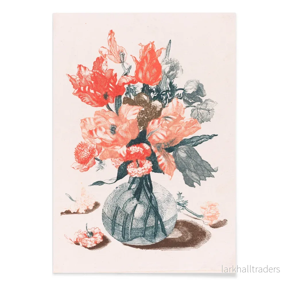 Fem tryck av blommor i glasvaser Poster - Bild 2