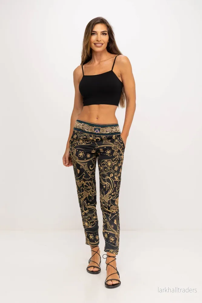 Embroidered Boho Pants Black & Gold Embroidered Boho Pants Black & Gold
