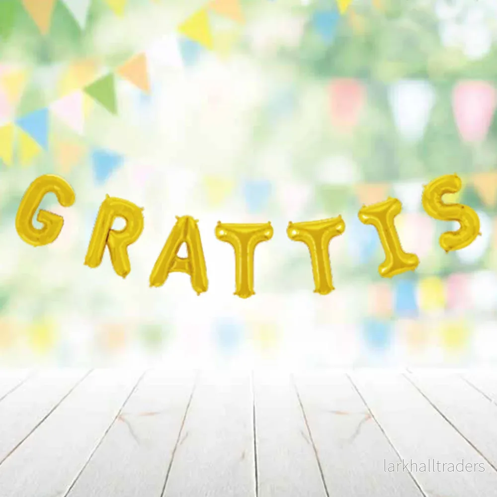 Folieballong, girlang grattis guld - Bild 2