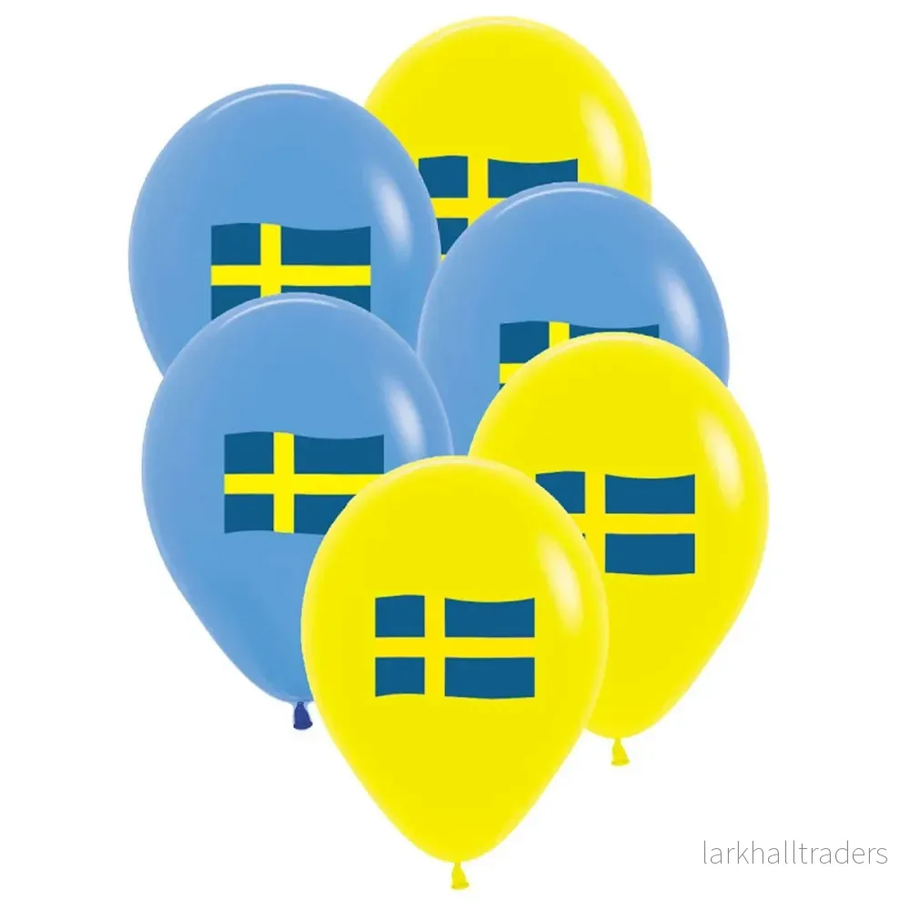 Ballonger, svenska flaggan 6 st Ballonger, svenska flaggan 6 st