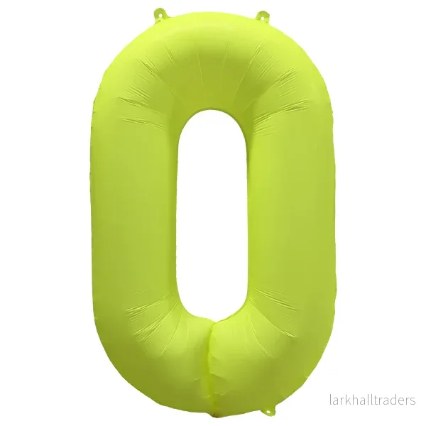 Folieballong siffra, 0 neon gul 86 cm
