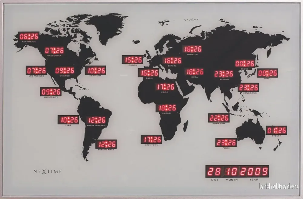 Väggklocka World time digit Väggklocka World time digit