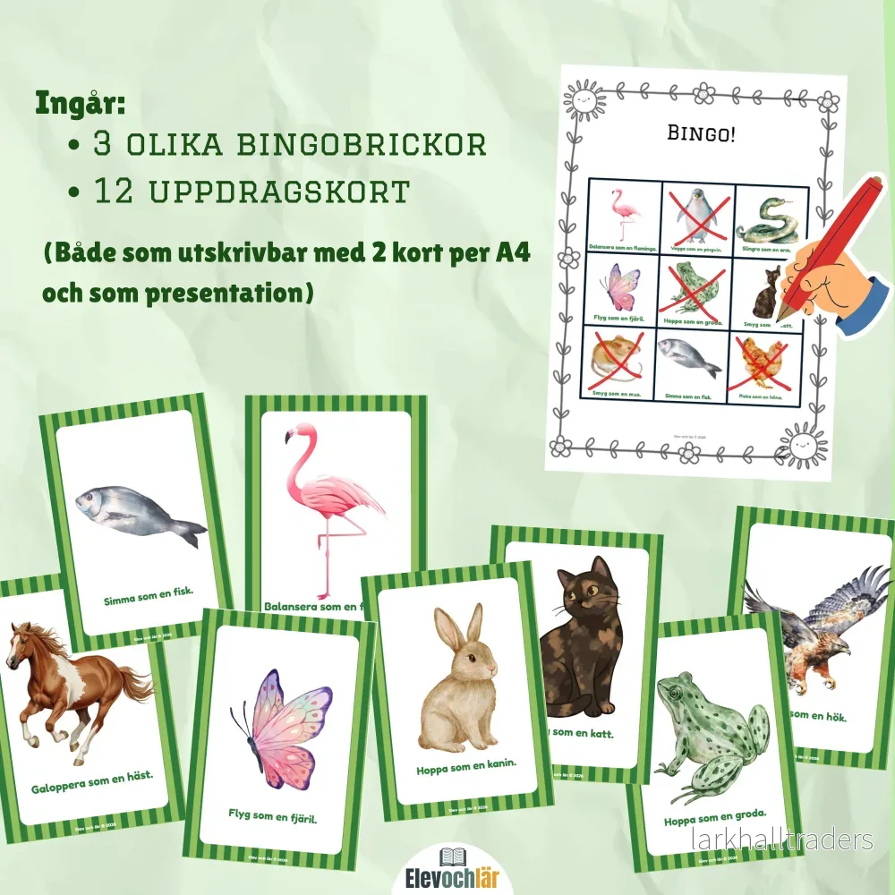 Rörelse-BINGO! Rör dig som djuren. - Bild 2