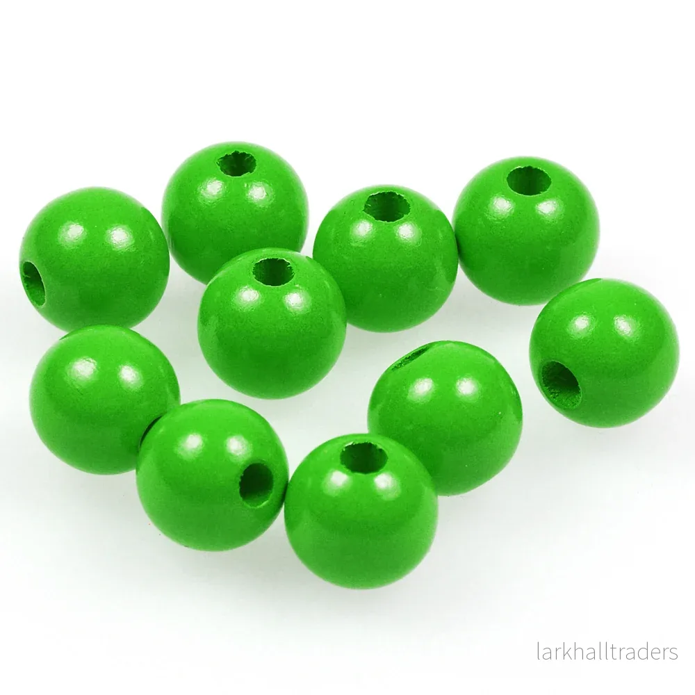 Träpärlor, 12mm, grön, 35st