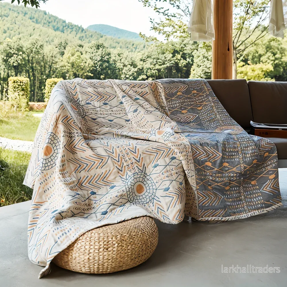 VividTwirl – Vändbar Bomullspläd i Boho-Design - Bild 3